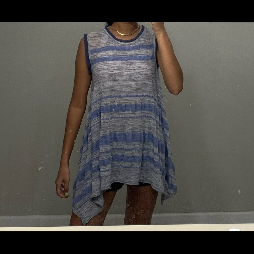 Blue and Gray Flowy Shirt